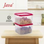 JAVA Kitchen Storage Modular Container with Anti-Microbial Lid Square Set BPA Free - 2.6 Plastic Grocery Container (Pack of 2, Red)