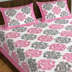 THE HOBBY BOUNTY Cotton Double Bedsheet King Size 2 Pillow Covers Jaipuri Sanganeri Printed Multi Color 110 TC