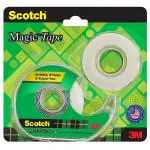 3M Scotch Magic Tape Roll with Refillable Dispenser | 1.9cm x 25.4 Meter | Invisible, writable and Hand tearable | for School Projects, Home and Office use