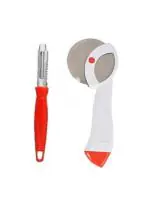 FIRST FRONT Stainless Steel Apex Pizza Cutter With Stainless Steel Vegetable Peeler and (Multicolour, Pack of 2)