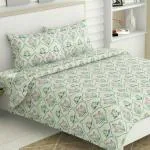 Haus & Kinder 100% Cotton Bedsheet for Double Bed | 186 TC Double Bed Queen Size Bed Sheet | Size 90x100 inches | 1 Bedsheet with 2 Pillow Covers | Green Blossom , 186 - 200 tc