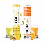 TopUp Organic Japanese Ceremonial Matcha Green Tea for Energy & Focus |Antioxidants for Skin, Dark Circles & Reduce Weight| Ginger Lemon,Wild Orange Flavor (40 Effervescent Tablets Combo)