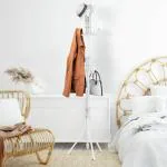 ADA Handicraft Premium Metal Coat Rack Hanger Creative Fashion Bedroom for Hanging Clothes Shelves, Wrought Iron Racks Standing Coat Rack (White)