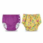 Chinmay Kids Combo of Baby Swim Diaper Waterproof Reusable Leakproof Adjustable Infant Pool Pant Boys Girls Swimsuit, Age Group - (4 months - 3 Years) | Purple Alphabet Print