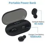 U Smart T2 TWS 5.0 Wireless Bluetooth Earbuds with 1500mah Power Bank and Led Display (Color - Black)Bluetooth Headset l Wireless Charging Case| Bluetooth Airpods| Wireless Airpods| Earphone| Earbuds| Earpods