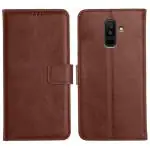 Orosky Samsung A6 Plus Flip Back Cover, Full Body Protection Wallet Style Magnetic Closure Leather Flip Cover Case for Samsung Galaxy A6 Plus (Brown)