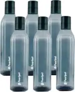 PEARLPET Cubic BPA-free Plastic Water Bottle Set of 6 Pcs , Each 1000ml, Grey