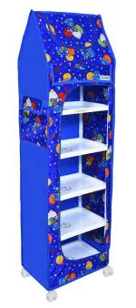 FLIPZON Baby Wardrobe Plastic Multipurpose 6 Shelve (Unbreakable Material) (Blue)