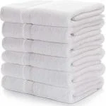 N G Products 100% Cotton Large Full Size White Bath Towels for Hotel and Spa, Super Soft Absorbent Antibacterial, 400 GSM, Full Large Size-60 inch x 30 inch or 152 cm x 76 cm ( 6 Piece)