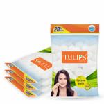 Tulips 120 White Cotton Balls in a Ziplock Bag (Pack of 4)