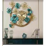 Antaryuga Multicolor 02 Iron Clock Round Clover Time Decorative Wall Art, 30 X 1.5 X 24 Inch