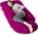 Moms Moon Wine Velvet Pregnancy Pillow with Cover Velvet Pregnancy