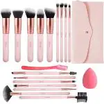 MAYCREATE Makeup Brush Set 16Pcs Premium Synthetic For Foundation Powder/Concealers/Eye Shadows/Blusher/Highlighter/Contour/Nose Contour/Shading/Lipstick Makeup Brushes For Beginners (Pink)