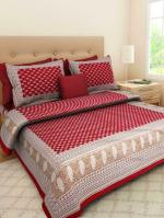 Quilt n Razai Maroon Paisley Cotton Bedsheet (254 x 220 cm)