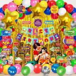 Zyozique Annaprashan Decoration Items, Rice Ceremony Decorations Combo With Banner, Gold Foil Curtains, Multicolor Balloons, Photobooth Props, Arch