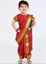FANCY DRESSESWALE Maharastrian Saree Costume For Fancy Dress Compitition Kids Costume Wear (5 - 6 Years)