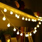 LTETTES Warm White 3AA Battery and USB Powered LED Ball Globe String Lights with 2 in 1 Power Options 2m and 20 Lights