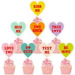 Festiko 72 Pieces Valentines Day Cake Heart Cake Topper Valentines Cupcake Toppers Valentines Day Candy Heart Cupcake Toppers For Sweet Love Valentine Wedding Dessert Decor