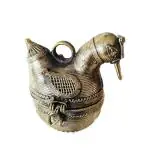 Arteastic Dhokra Brass Duck shaped Antique Jewellery Storage Box with lid DS-00-987 (10.5 cm x 10.5 cm x 15 cm, Gold)