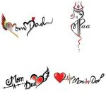 Temporary Tattoowala Mom Dad Heart With Wing Designs Temporary Tattoo Sticker Pack of 4 Temporary body Tattoo