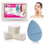 Majestique Cotton Face Pads with Reusable Sponge for Daily face Washing, Exfoliating, Makeup Removal, Multifunctional, Cotton Pads for Face Toner - 100Pcs Pads / 1 Sponge