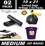 ALXIND Medium size (19X21), 2Rolls-60Pcs, 15-L Quntity, ( Dustbin/Thrash/Waste bags) Medium 15 L Garbage Bag (60Bag )