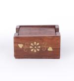 NANDINI WOOD Jodhpuri Brown Mango Wood Table Coaster with Stand (Set of 4)