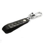 JVCV Black Zinc Alloy and Leather Keychain with Braided