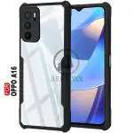 AERTOXX ShockProof Crystal Clear Oppo A16 Back Cover Case | 360 Degree Protection | Protective Design | Transparent Back Cover Case for Oppo A16 (Black Bumper)