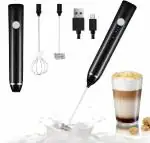 Milk Frother Handheld USB Rechargeable Electric Foam Maker for Coffee, Cappuccino, Egg Mix, 2 Whisks
