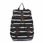 MANLAK Printed Canvas Strip Black Backpack Bag for Girl's/Women's School, College, Travel- 10 Ltr
