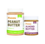 Pintola Combo Of All Natural Peanut Butter (Crunchy) (1 kg)+ Pintola All Natural Almond Butter (Creamy) (200g)