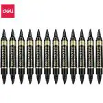 Deli ES555 Permanent Marker, Black Ink, Pack of 6