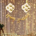 Hemito Foil Gold Happy Birthday Combo,Birthday Banner,Confetti Balloons,Led Light (Set Of 10)