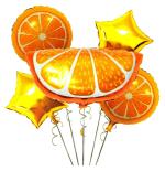 My Party Suppliers Orange Mylar Cartoon Fruit Summer Themed Foil Balloons (pack of 5)