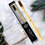 The Mouth Company Round Bamboo Toothbrush For Men & Women with BPA-Free Charcoal Activated Soft Bristles, Biodegradable, Wooden Gentlebrush