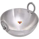 Jayam Traditional Heavy Base Aluminium Kadhai Frying pan for Cooking (9 inch, 1.2 L, Silver Color)