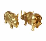 Kartique Home Decor Brass Rhinoceros Statue 6 inch (pack of 2)
