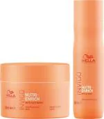 Wella Professionals INVIGO Nutri Enrich Deep Nourishing Shampoo 250ml and Mask 150ml duo for Dry And Damaged Hair (2 Items in the set) Acti Biotic