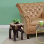 MGHY Art Centre Wooden Decorative Brass Elephant Stool/Table Home Decorative Items in Living Room, Bedroom | Showpiece Gifts