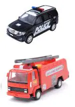 Kidsaholic Combo of Plastic Interceptor Fortune Pull Back Car & Fire Tender Truck