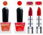 OUR BEAUTY Perfect Combo Of Velvet Matte Lipsticks Ultra Shine Nail Polish (Set Of 4)