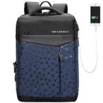 TRUE HUMAN ultimate multipurpose laptop backpack with USB charging port and anti - theft back pocket Design ( GOLDUST ) (Navy Blue)