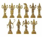 Kartique Brass Dashavatara Vishnu Dasavatharam Statues Idol - 6.4 cm (10 pcs)