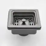 Respite Black Stainless Steel Square Coupling Premium Kitchen Sink Drainer, 4.5 Inch