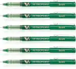 Pilot Hi-Tecpoint V7 Fine Point Liquid Ink Pen | Tip Size - 0.7 MM | Unique Dimple Tip Technology | Ink Colour - Green | Pack of 6