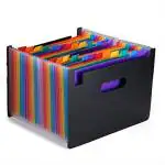 KARTUNBOX 24 Pockets Rainbow A4 Letter Size Expandable File/Folder Document Holder Wallet Desk Storage Organizer Briefcase Office/Business Filing Box