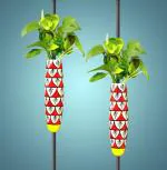 Lazy Gardener Magnetic Hydroponic Ceramic Planters for Fridge| Magnetic Planter | Handmade & Handpainted, Red & Yellow (Pack of 2)