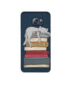 Casotec Cat Sleeping On The Books 3D Printed Designer Hard Back Case Cover for Samsung Galaxy S6 edge Plus