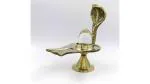 Navyaksh- NAVYAKSH 141.51 gms Big Shiva Shivling with Sphatik Lingam 161.25 ct. for Worship Decorative Showpiece - 11 cm (Brass, Yellow)